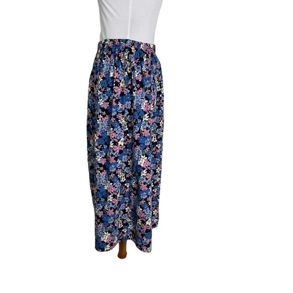 Vintage 1980s FR Sport Rayon Blend Floral Midi Skirt LArge - Picture 3 of 8